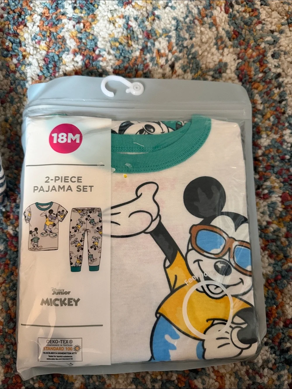 Disney Mickey Mouse 2-Piece Pajama Set for Kids - White, Teal & Yellow